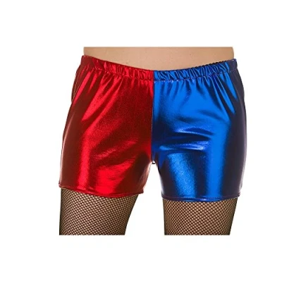 Image of Wicked Costumes Adult Female Red &amp; Blue Shiny Hot Pants Small Fancy Dress Shorts