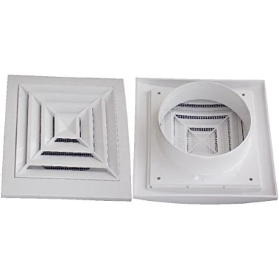 Image of Air Ventilation Plastic Grill Cover 148mm x 153mm Ceiling Grille Ø100 ducting/White