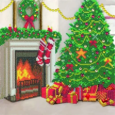 Image of Craft Buddy STC Stores 30cm x Framed Crystal Art Kit (Cosy Christmas Partial Crystal)