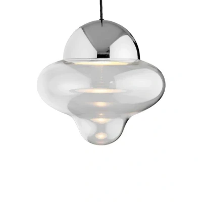 Image of DESIGN BY US LED pendant light Nutty XL, clear / chrome coloured, Ø 30 cm, glass