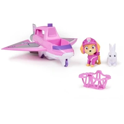 Image of Paw Patrol: Air Rescue Skye Action Figure &amp; Hero Claw Jet Plane with Retractable Claw, Basket Bunny, Kids’ Toys for Boys Girls Aged 3+