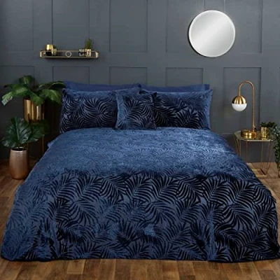Image of Rapport Home Paloma Velvet Duvet Set (Kingsize, Navy)