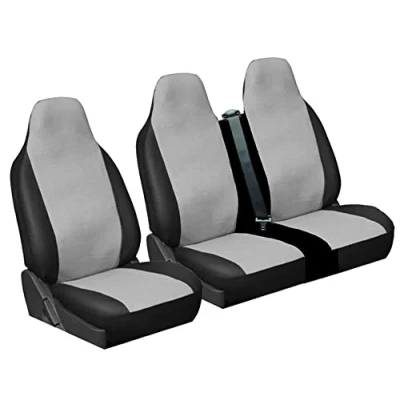 Image of Carseatcover UK® Heavy Duty Grey/Black LEATHERETTE UK MADE Van Seat Covers Single + Double