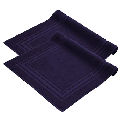 Image of Komfortec Bath Mat Set, 2 Pieces, Terry Cloth Shower Mat, Washable &amp; 600 g/m² 100% Cotton, Absorbent Quick Drying, 50 x 70 cm, Navy Blue