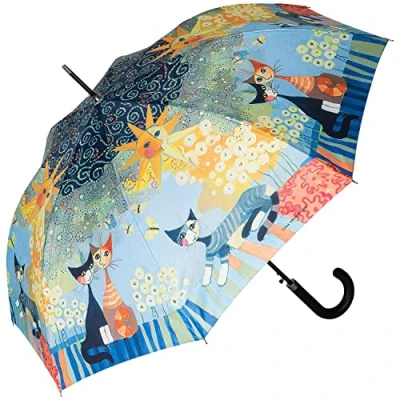 Image of VON LILIENFELD Automatic Umbrella Art Cat Motif Rosina Wachtmeister Dolce Vita