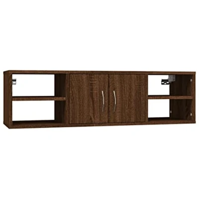 Image of vidaXL Brown Oak Engineered Wood Wall Shelf Floating Storage for Living Room/Bedroom, Space Saving Modern Design, 102x30x29 cm