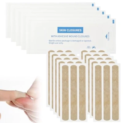 Image of Skin Wound Closure Strips 30 Pcs Sterile Wounds Suture Closures Tape for Incisions, Cuts and Lacerations 12mm x100mm