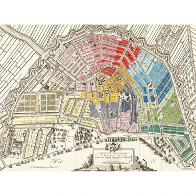 Image of Wee Blue Coo Vintage Colourful Amsterdam Map Unframed Art Print Poster Wall Decor 12X16 Inch