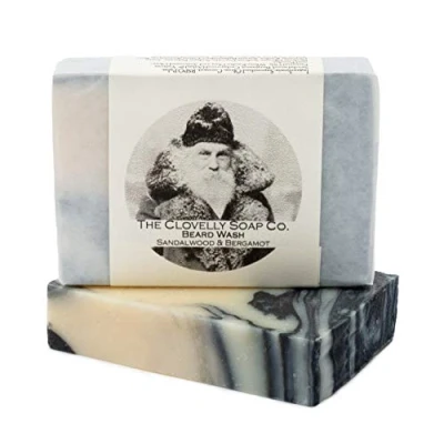 Image of Clovelly Soap Co Natural Handmade Beard Shampoo Bar Sandalwood &amp; Bergamot 100g