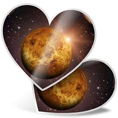 Image of 2 x Heart Stickers 7.5 cm Venus Planet Space NASA Science Fun Decals for Laptops,Tablets,Luggage,Scrap Booking,Fridges, #24371