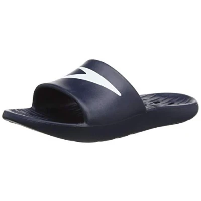 Image of Speedo Junior Slides Pool Sliders Kids Footwear, Logo Navy, 11 UK Child