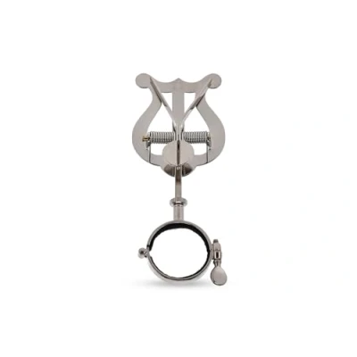 Image of GEWA Marching Music Holder Bb Clarinet Nickel Plated Small Lyra 2 Pushers Ring Diameter 33 mm