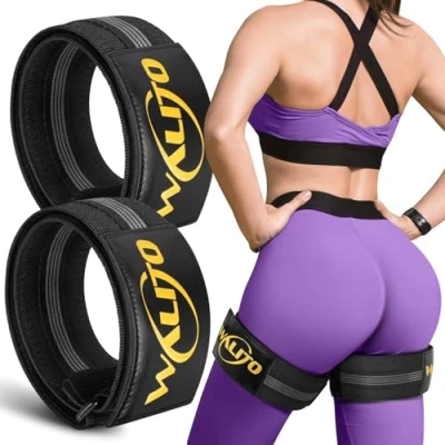 Image of Booty Bands for Women Glutes BFR Blood Flow Restriction with Weekly Plan Legs, Butt &amp; Hip Building, Occlusion Workouts, Fabric Squat Thigh (Black Yellow Bands)