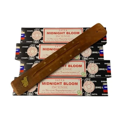 Image of VIE Satya Incense Sticks, 4 Packs x 15g, with Holder, Midnight Bloom