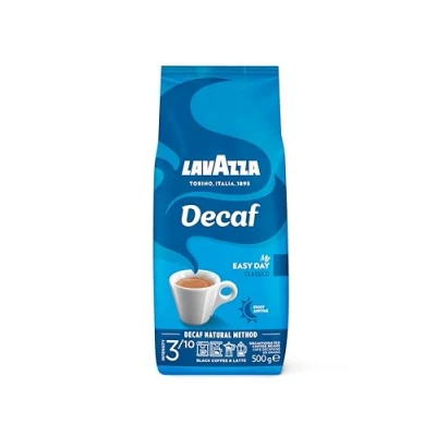Image of Lavazza, Caffè Decaffeinato, Coffee Beans, Ideal for Espresso or Superautomatic Machines, Aromatic Notes of Dried Fruits, Arabica and Robusta, Intensity 3/10, Medium Roasting, 500g