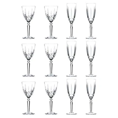 Image of RCR 12 Piece 290ml, 200ml Crystal Glass Wine Champagne Glasses Orchestra Range Red White and Flutes Gift Boxed Made in Italy