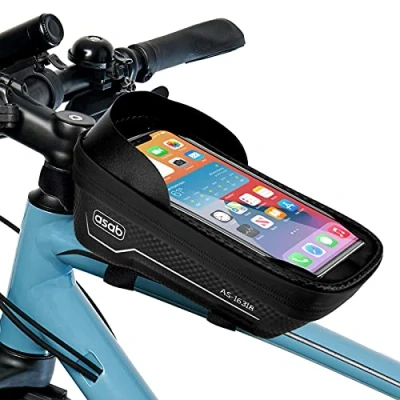 Image of ASAB Bicycle Bag Frame Waterproof Handlebar Bags with Touch Screen Phone Holder Case Sports Bike Storage Cycling Fits Smart Phones Below 6.5 Inches