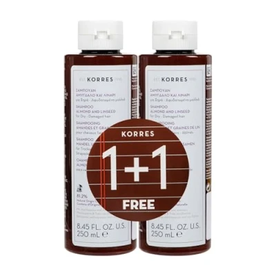 Image of Korres 1 + set Almond and Linseed Shampoo 500 ml (16.9 oz.)