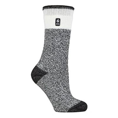 Image of HEAT HOLDERS Ladies Thermal Socks for Winter Outdoor &amp; Indoor Cuddly Fluffy Gifts Women (4 8 UK, Snowdrop Black)