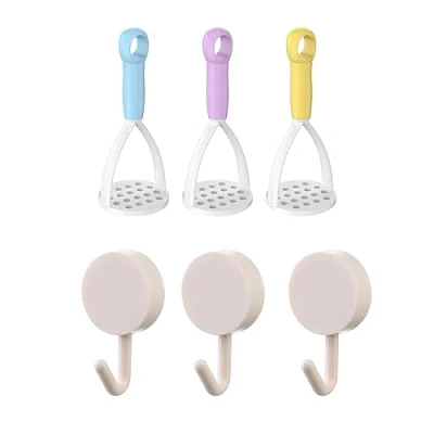 Image of EULAPGOE Plastic Potato Masher with Handle Hand, and no Punch Wall Hook, Held Food Press for Struggle Free Mashing Vegetable Fruit Other