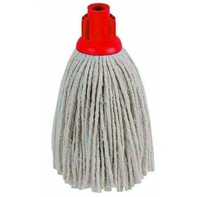 Image of Heavy Duty Floor Cotton Mop With HANDLE Plastic Socket Head Cleaning String In Assorted Coloures (12&quot; Only)
