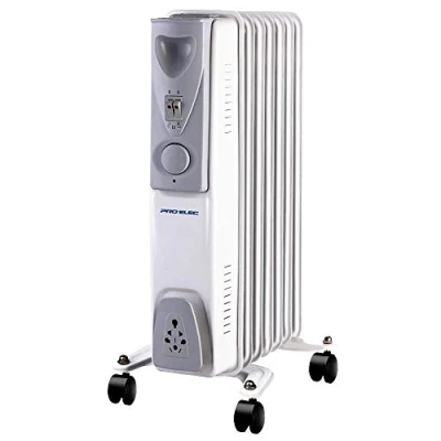 Image of PRO ELEC PELL0205 UK 1.5kW 7 Fin Oil Filled Radiator, White
