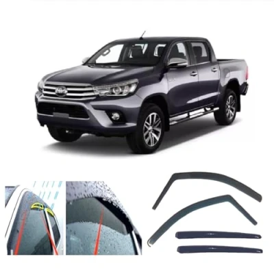 Image of AC WOW 4x Rain Wind Deflectors for Toyota HiLux 4 door 2015 2016 2017 2018 2019 2020 2021 2022 2023 2024