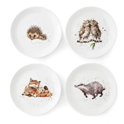 Image of Wrendale Designs Set of 4 Woodland Animals 21cm Coupe Plates