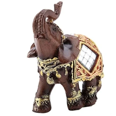Image of Hilitand Wealth Elephant Statue Sculpture Feng Shui Wood Grain 3 Figurine for Home Desktop Decoration Gift(Small)