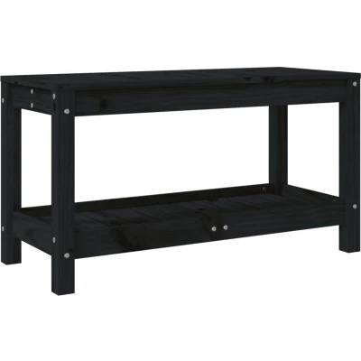 Image of vidaXL Garden Bench Black 82.5x35x45 cm Solid Wood Pine