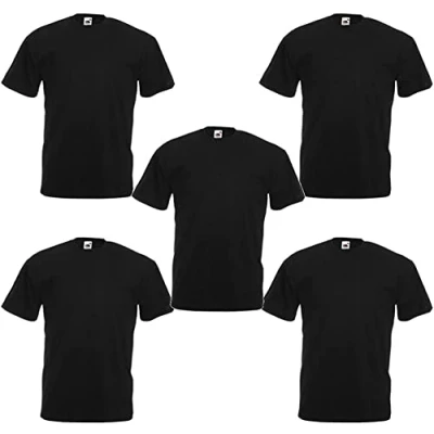 Image of Fruit of the Loom Men&#039;s Valueweight Tee 5 Pack T Shirt, Black (Black 0_Black(Black), L (Pack 5)