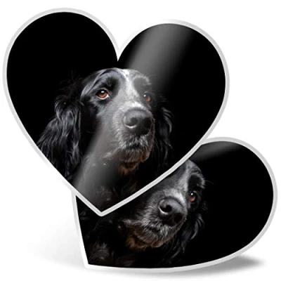Image of 2 x Heart Stickers 7.5 cm Black Spaniel Dog Cocker Springer Laptop Tablet Luggage Scrapbook #44334