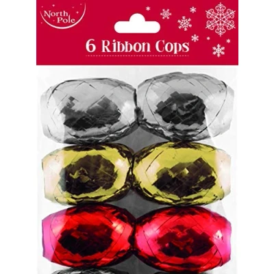 Image of Eurowrap Ribbon Cops, Pack of 6 Silver, Gold, Red