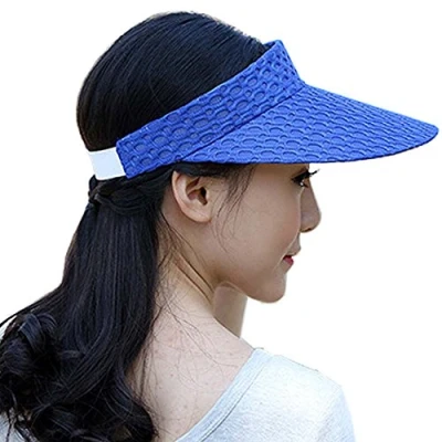 Image of Metyou Women Summer Outdoor Sports Long Brim Empty Top Baseball Sun Cap Hat Visor (Blue)