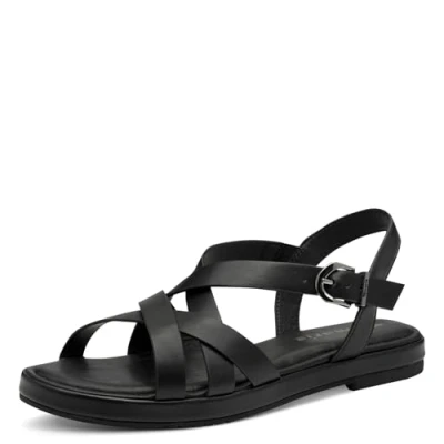 Image of Tamaris Women&#039;s Damen 1 28111 44 Flat Sandal, Black, 6.5 UK