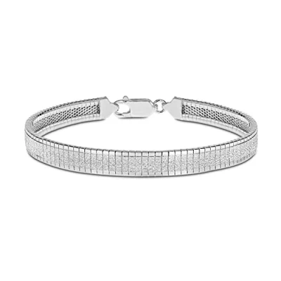 Image of Tuscany Silver Women&#039;s Sterling Flat Frosted Bracelet of 19cm/7.5&quot;
