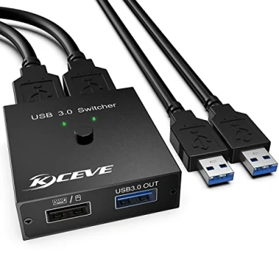 Image of USB 3.0 Switch Selector, 2 In Out Switcher For Computers Share Devices, Mouse, Keyboard, Scanner, Printer