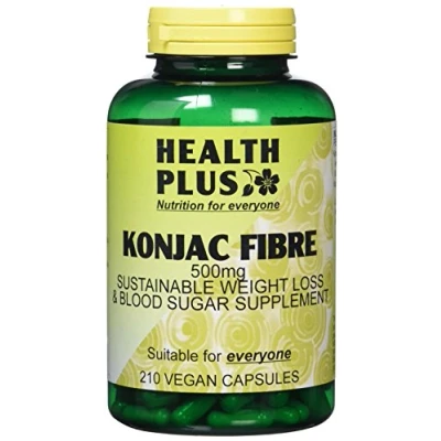Image of Health Plus Konjac Fibre 500mg (Glucomannan) Slimming and Weight Control Supplement 210 Gelatin Free Capsules