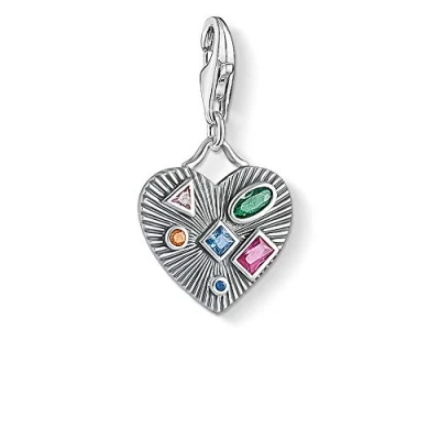 Image of Thomas Sabo Women Charm Pendant Heart Amor&#039;s Arrow Club 925 Sterling Silver 1821 996 7