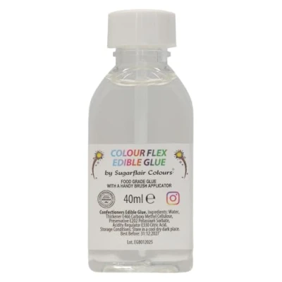 Image of Colour Flex Edible Glue with Brush Professional Food Grade High Strength Ready to Use for Cake Decorating, Sugarcraft, and Decorations 40ml
