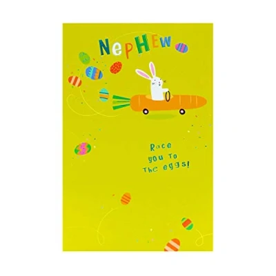 Image of Nephew Race You To The Eggs Cute Greeting Card Happy Easter Greetings Cards