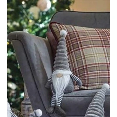 Image of Marco Paul Christmas 44cm Grey Sitting Gonk Super Furry Fabric Nordic Soft Plush Festive Indoor Ornaments Xmas Home Decoration Winter Santa Figure Ideal Decorations