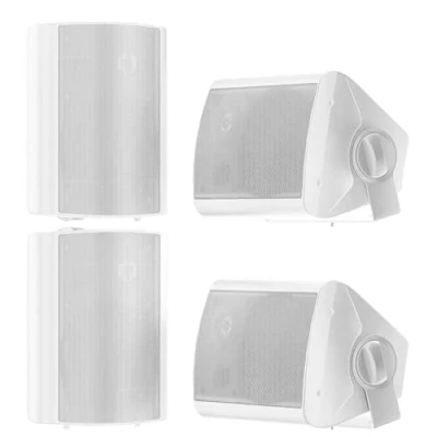 Image of STUDIOFINIX 5.25 Inch 600W Outdoor Speakers Waterproof Weather Resistant Indoor for Garden Patio (White, 2 Pairs)