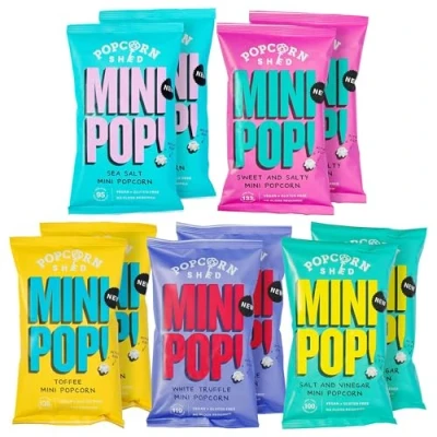 Image of Movie Night Popcorn Mixed Variety Pack of 10 Mini Pop! Popcorn, Vegan, Gluten Free, Allergen Low Calorie Healthy Snack