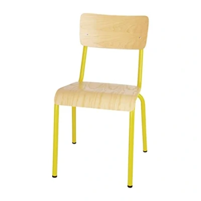 Image of Bolero Cantina Side Chairs with Wooden Seat Pad and Backrest Yellow (Pack of 4)