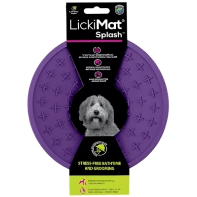 Image of LickiMat Splash, Dog Slow Feeder Bowl for Boredom &amp; Anxiety Reduction, Sticks to Smooth Surface; Perfect Food, Treats, Yogurt, or Peanut Butter. Fun Alternative a Feed Bowl, Orange