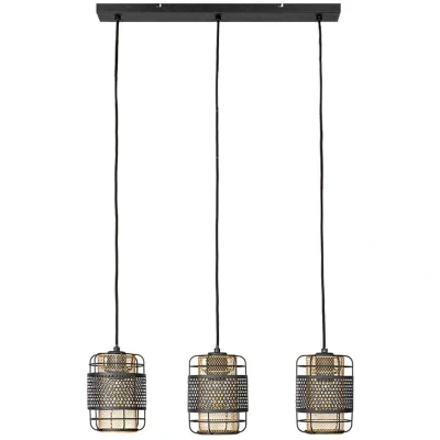 Image of Lindby Eudoria pendant light 3 bulb black/gold