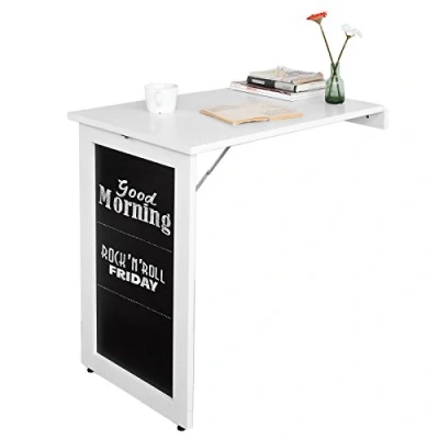 Image of SoBuy FWT20 HG, Wall mounted Drop leaf Table, Folding Kitchen Dining Table Desk with Memo Board, Grey