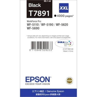Image of Epson T7891 Black Genuine, XXL High Yield Ink Cartridge DuraBrite Ultra