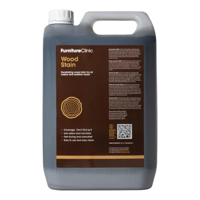 Image of Furniture Clinic Wood Stain (Slate) Fast Drying, Highly Concentrated, and Easy to Apply for All Indoor &amp; Outdoor Water Based Non Toxic 5L